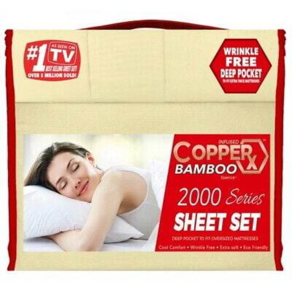 Copper X Bamboo 6 Piece Sheet Set Queen/King - Picture 3 of 6